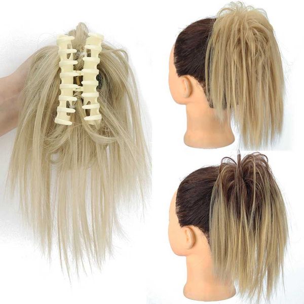 Synthetische Perücken AZQUEEN Synthetischer Chignon, unordentlicher, flauschiger Krallenhaarknoten, Haargummi, gefälschter falscher Haarbandschwanz für Frauen, Haarteile, Blond, Schwarz, Braun, 240329