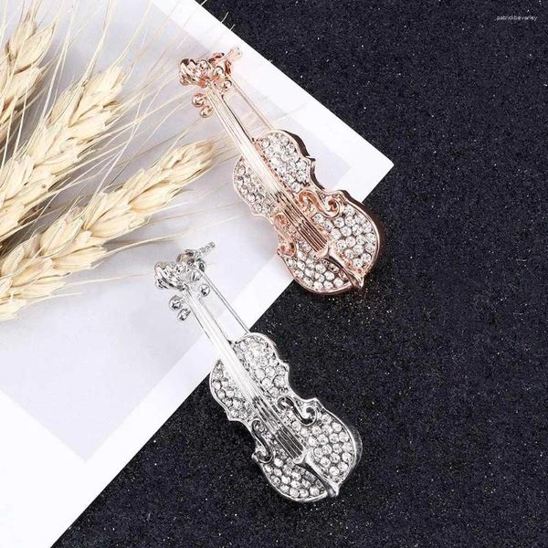 Spille Foglia di musica Personalità personalizzata Regalo elegante Collare Spilla Corpetto Spilla per violino placcato oro femminile Gioielli con strass