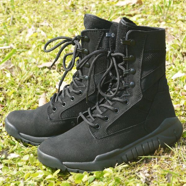 Botas de botas leves de bota de combate de verão escalando treinamento de botas táticas para caminhadas ao ar livre sapatos de malha respirável