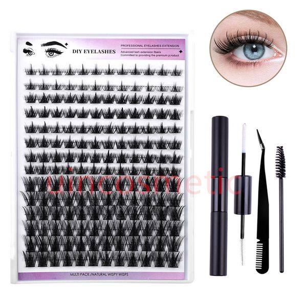 Falsche Wimpern einzelne Wimpern Cluster Erweiterungen gemischt wispy Cluster Eye C D Curl Extension Make -up Wimpern Tool