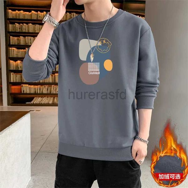 Erkek Hoodies Sweatshirts Sonbahar Kış Katı Yuvarlak Boyun Mektubu Polka Dot Baskılı Uzun Kollu T-Shirt Spor Hoodies Moda Günlük Gevşek Üstler 24318