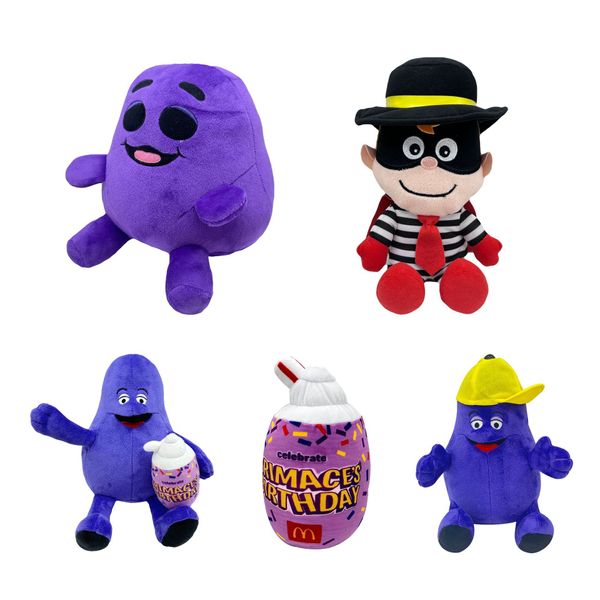 Grimace chapéu amarelo rosto fantasma chapéu amarelo boneca de brinquedo de pelúcia