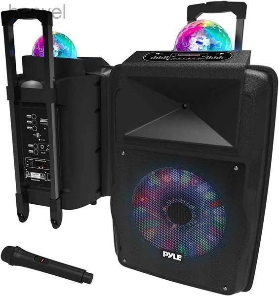 Alto-falantes portáteis Sistema de alto-falantes PA portátil sem fio - Conjunto de alto-falante e microfone recarregável alimentado por bateria de 700 W com Bluetooth MP3 24318