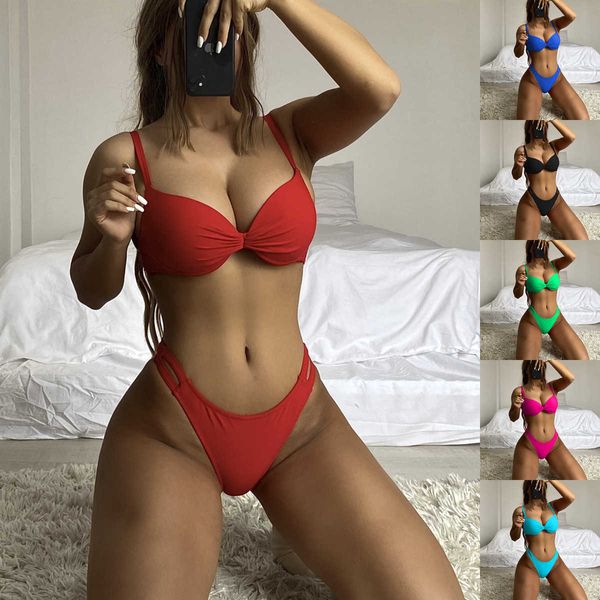 Womens Bikinis Set novo biquíni cor sólida maiô mulheres reunidas swimsuit suporte de aço set bikini6279 designer sexy bikini swimsuit moda swimwear