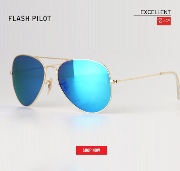 Nova marca clássica de luxo masculina para mulheres dirigindo lente de flash de vidro óculos de sol de mercúrio de aviação 58mm 62 espelho oculos Gafas Accessorie9090298