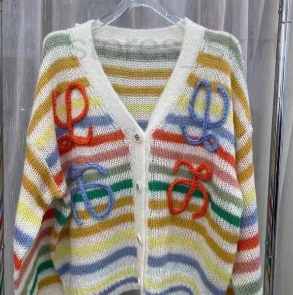 Suéteres femininos designer suéter de malha com decote em v, pulôver de impressão completa luxo gola polo puff suéter de lã camisa de fundo 4gsq