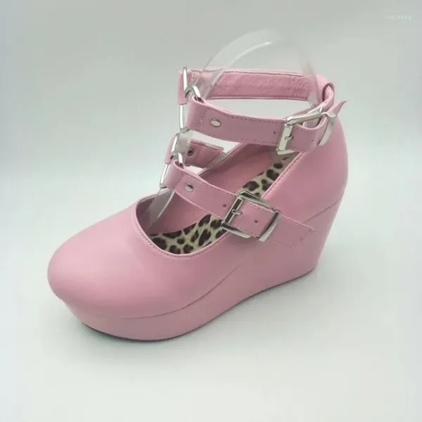 Модельные туфли, 2024 г., сандалии для косплея в стиле милой Лолиты в готическом стиле для девочек, туфли на танкетке Мэри Джейн, высокие каблуки на платформе, толстые женские туфли-лодочки с круглым носком