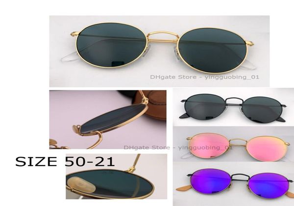 Óculos de sol redondos de metal de alta qualidade para homens mulheres espelhadas flash círculo lente de vidro clássico gradiente uv400 óculos de sol 50mm tamanho com 7494344