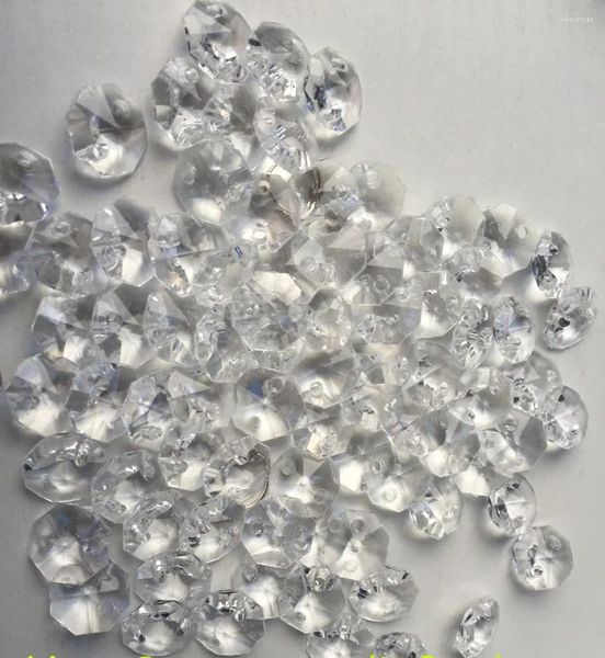 Party Dekoration 200 Teile/los 14mm Acryl Kristall Achteckige Perlen DIY Girlande Stränge (200pc Ringe) für Hochzeit Kronleuchter