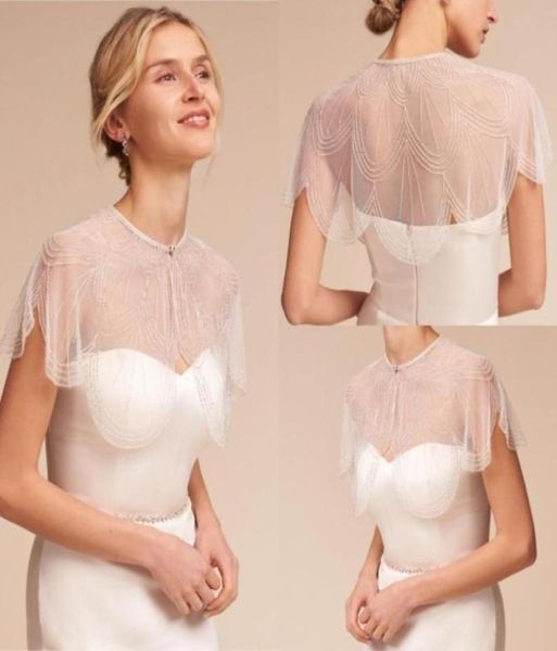 Elegante Perlen-Brautumhänge, günstiger Brautmantel, elfenbeinfarbene Jacken, Hochzeitsumhänge, Bolero-Jacken, Hochzeitskleid-Umhänge 55092238135259