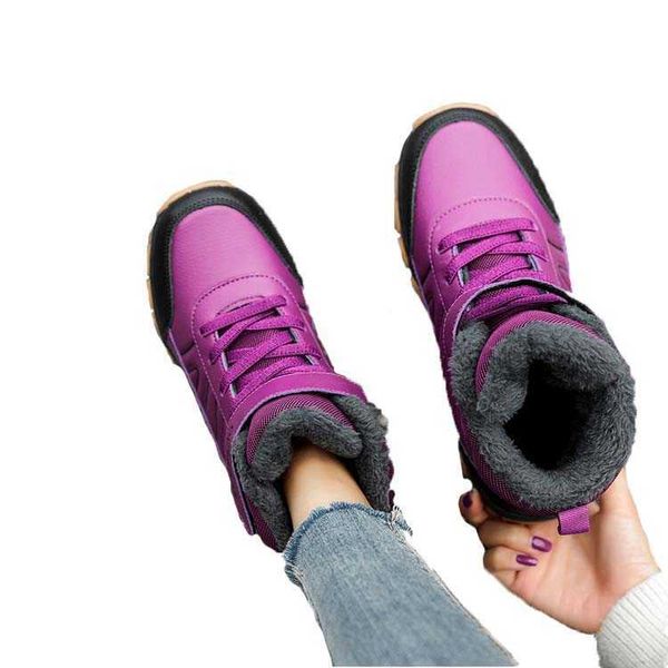 Hbp fábrica sem marca atacado feminino mais veludo simples adesivo mágico fivela botas de neve ao ar livre escalada esportes antiderrapante botas quentes