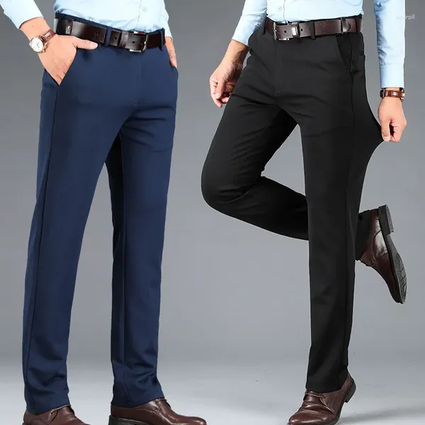 Pantaloni da completo da uomo, casual in primavera e in estate, pantaloni eleganti da lavoro di mezza età, dritti e larghi, taglie forti