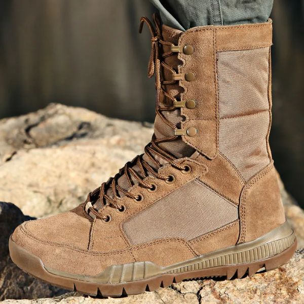 BOTAS Mens Brown Combate Sapatos de caminhada tática Lace Up Exército Militar Botas pretas para homens Botas para homens