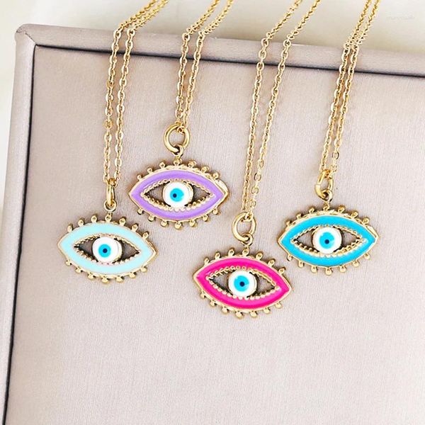 Anhänger Halsketten Bohemian Evil Blue Eye Ohrringe Für Frauen Trendy Edelstahl Party Schmuck Vergoldet Zirkonia Inlay Geschenk