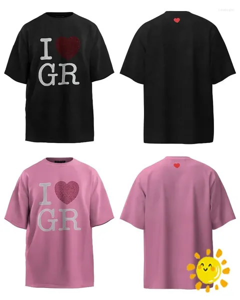 Homens camisetas 24ss High Street Diamond Grailz Talk I Love GR Camisa Homens Mulheres Oversized Top Tees