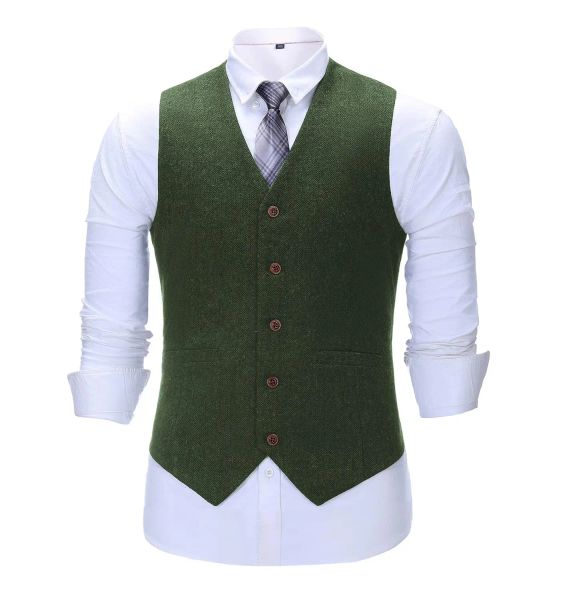 Coletes marrom verde masculino masculino Borgonha Slim Fit Prom Herringbone Wool Blazer Suit