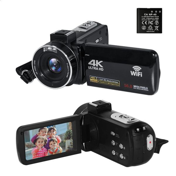 Videocamera 4K Videocamera per blog Ultra HD 56MP per YouTube Videocamera digitale 18X Videocamera WiFi per visione notturna IR 240306