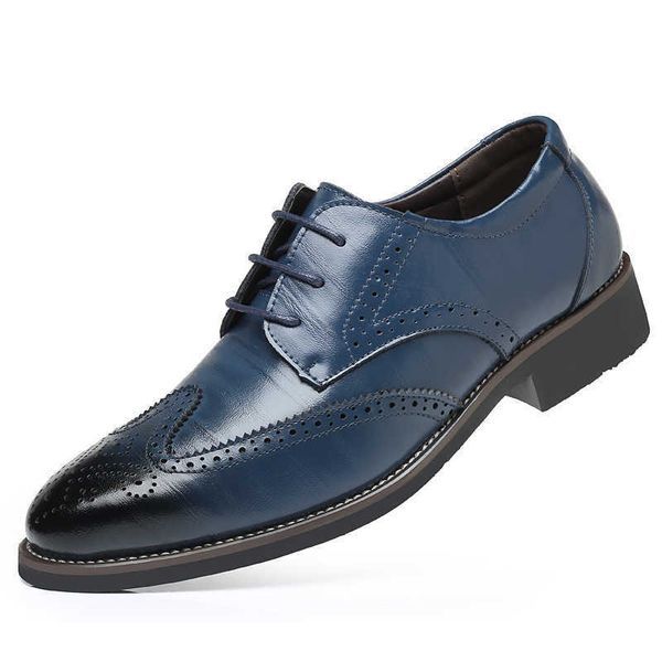 HBP Non-Brand 37-48 zapatos de vestir para hombres Uomo Nero Derby Semi Brogue Oxfords Business Wingtip Scarpe formali in pelle Scarpe da abito da sposa