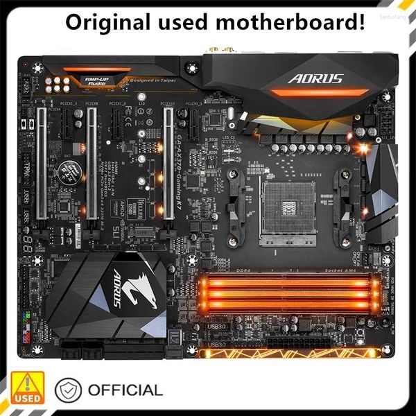 Placas-mãe para x370 GA-AX370-Gaming k7 AX370-Gaming placa-mãe soquete am4 amd ddr4 original desktop mainboard usado