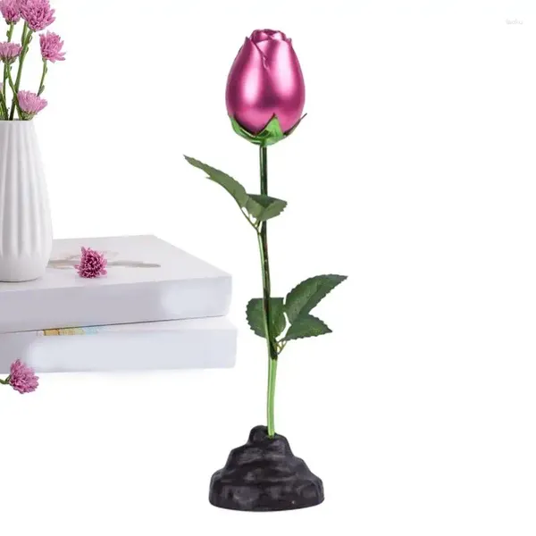 Flores decorativas estatueta de flor de metal mesa multifuncional em decorações colecionáveis para o romance dos namorados