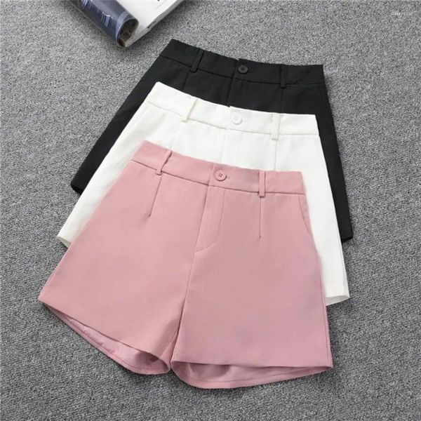 Shorts femininos Mulheres Terno Zipper Botão Fechamento Cintura Alta Perna Larga Solta Business Match Blazer Cor Sólida Office Lady Commute Plus Siz