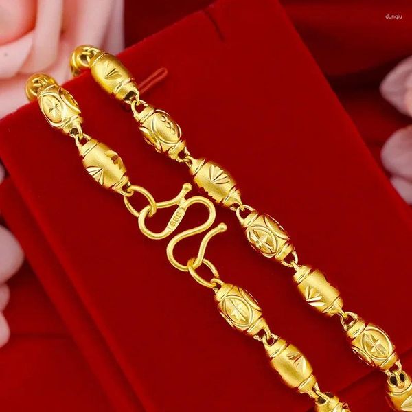 Ketten vergoldet echte 18k 999 Gold große Halskette für Männer edlen Schmuck reine 24k Kette echte solide Frauen Hochzeit Luxus Juwel