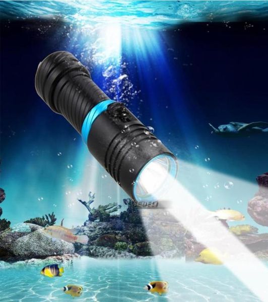 100M Scuba Diving XM L2 LED-Laterne Unterwasser-Arbeitsscheinwerfer Lampe Torche wasserdichte Taschenlampe 26650 oder 1865056450817839024