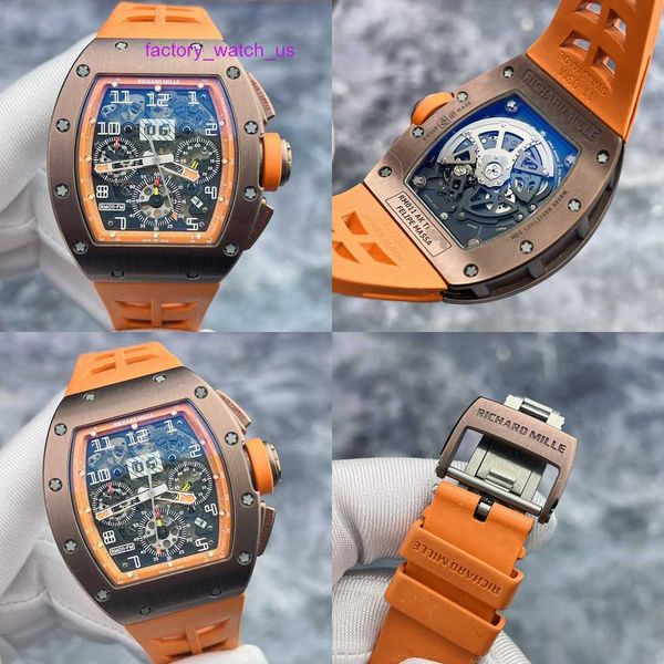 Культовые часы RM Watch Часы знаменитостей RM011 AK Ti Скелетоновый циферблат Медь Титановый материал Календарь Хронометраж Автоматические механические мужские часы