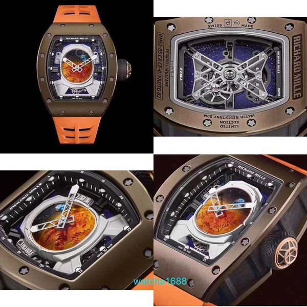 Damenuhr RM Watch Neueste Uhr RM52-05 Schweizer Automatikwerk Saphirspiegel Importiertes Kautschukarmband