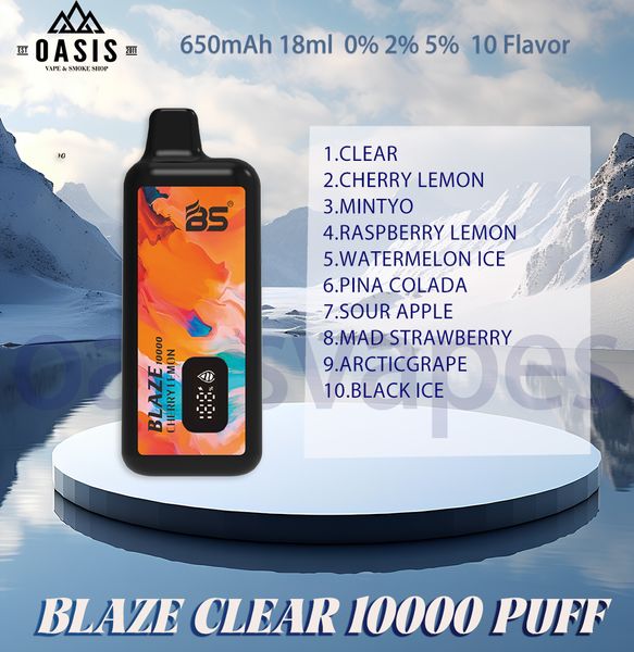 Original Breze Stiik BLAZE BS 10000 Puff Einweg-E-Zigaretten-Vaper Bar 10k Puff Batterieleistung LED wiederaufladbar 650 mAh 18 ml 10 Geschmacksrichtungen