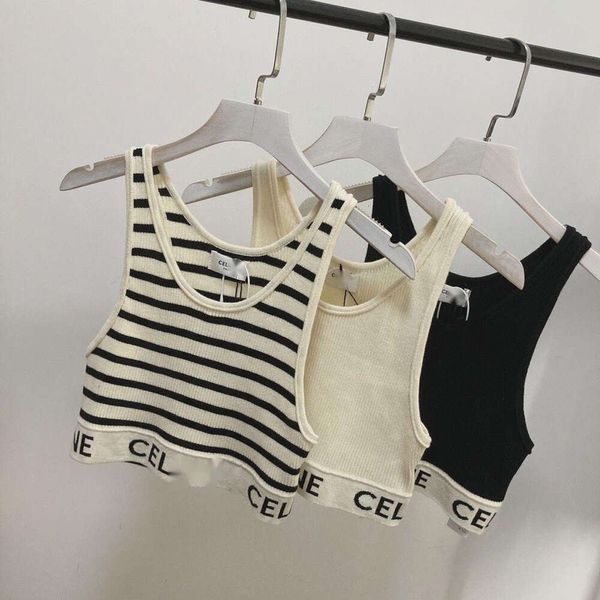 Celinnes Vest Tasarımcısı Orijinal Kalite Kadın Tankları Camis Örme Tank Top Giyen Jakquard Mektup Spor Kayışı Üst