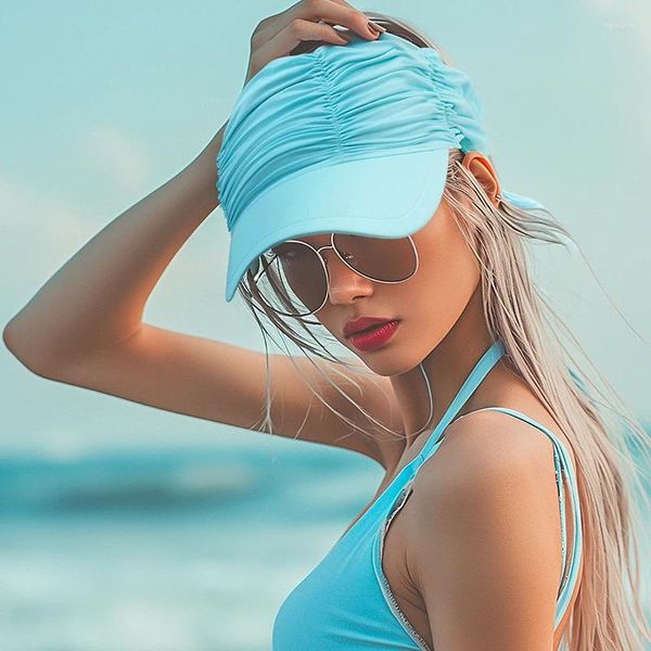 Cappellini a sfera Colori caramella Protezione UV Top vuoto Tesa larga Donna Estate Esercizio all'aperto Baseball Spiaggia Sciarpa per la perdita dei capelli