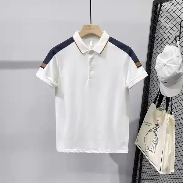 Polos masculinos topo de poliéster com gola camiseta para homens roupas de urze sem logotipo masculino polo t camisas elásticas streetwear s legal elegante xl