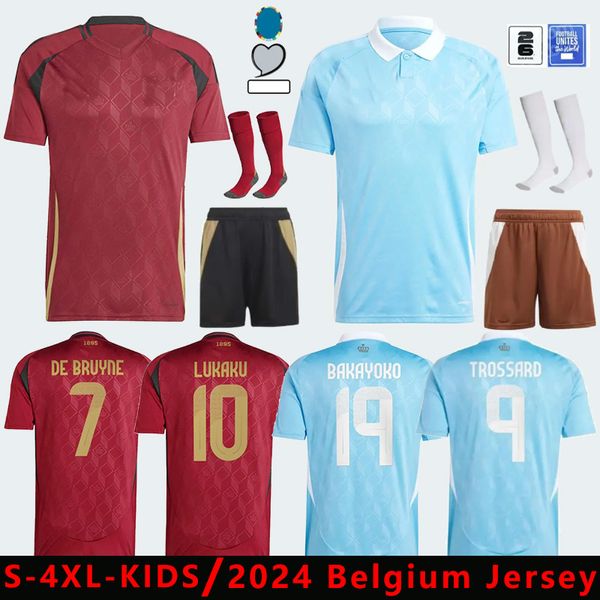 24 25 Jersey de futebol da Bélgica de Bruyne Doku Lukaku 2024 Copa da Copa da Euro Camisa de futebol da equipe nacional 2025 Kit para crianças.