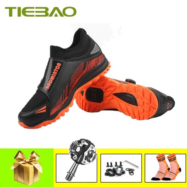 Botas Tiebao Leisure Mountain Bike Shoes para homens Mulheres ao ar livre Pedais de auto -bloco de auto -lasca Sapatos de malha Ciclismo Casual Tênis