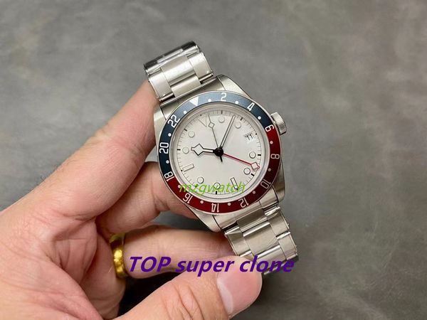 ZF Factory WATCH ETA2824 movimento Caixa de aço fosco Diâmetro 41MM Mostrador branco Arco redondo espelho de cristal azul Anel de óxido de alumínio polar Luminoso à prova d'água