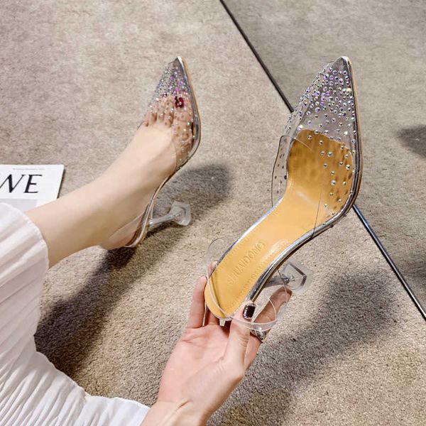 HBP Non-Brand 2024 pantofole con tacco da donna trasparenti all'ingrosso e sandalo taglia 42 scarpe moda donna sandali da donna