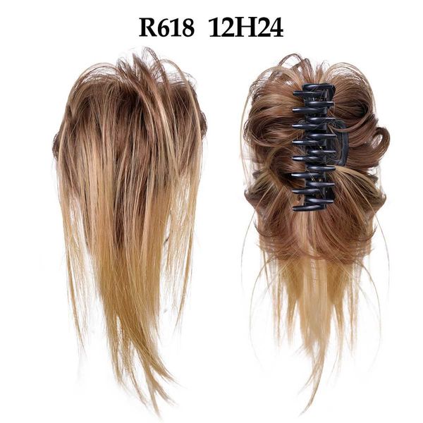 Parrucche sintetiche Artiglio Capelli Chignon Chignon Clip sintetica Coda di capelli Scrunchie Updo Copertura Capelli Corti Coda di cavallo Per donne Nero Biondo 240329