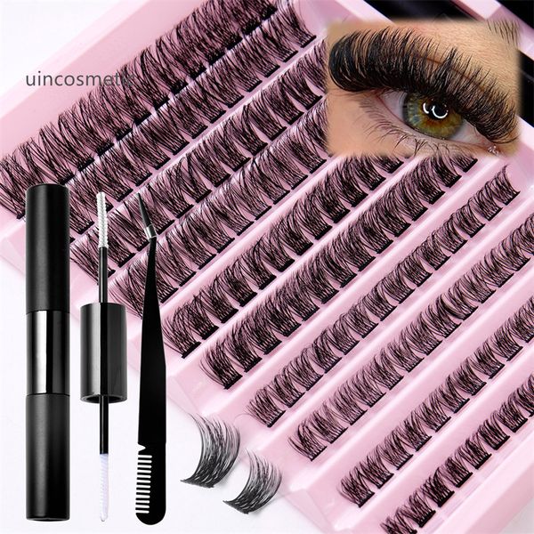 Cluster cílios 140 pçs diy extensão de cílios c/d curvado longos cílios individuais bandeja mista falso vison lash clusters extensões 0.07