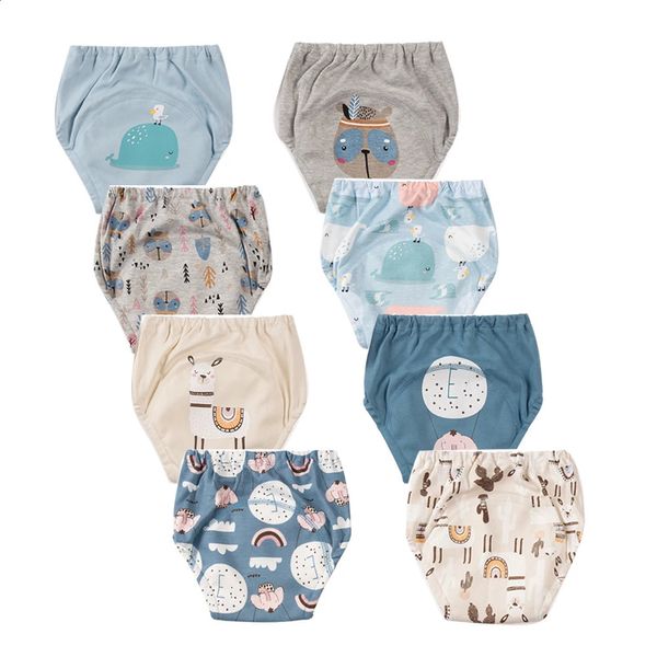 8 pezzi Impermeabili per bambini Pantaloni da allenamento per vasino Riutilizzabili Toilet Trainer Mutandine Intimo Pannolini di stoffa per bambini Pannolini 240307