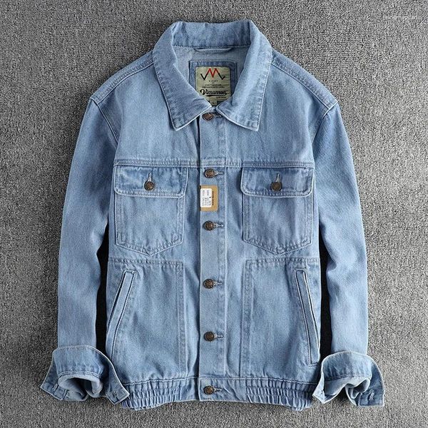 Herrenjacken Heavy Wash To Do Old Hellblaue Jeansjacke Herren Klassischer Retro-Jugendmantel