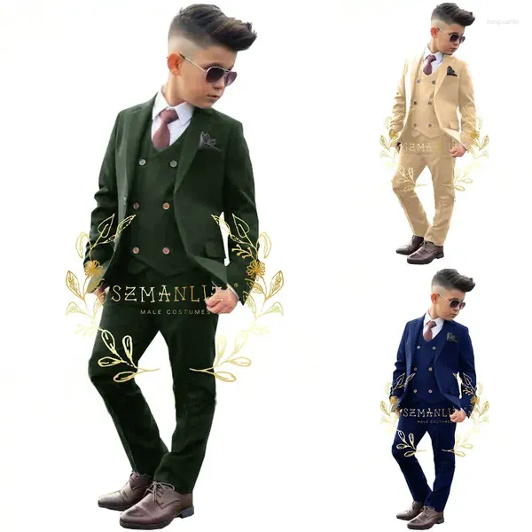 Abiti da uomo Abito da sposa per ragazzi Bambini Giacca formale Giacca gilet Pantaloni 3 pezzi Pograph Abito da cerimonia di compleanno Costume da smoking