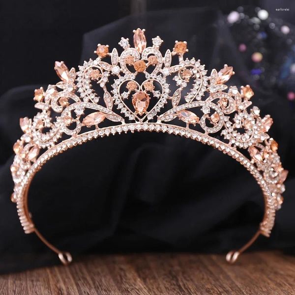 Grampos de cabelo tiaras de noiva coroa barroca artesanal contas de cristal coração acessórios de luxo diadem bandana casamento mulher