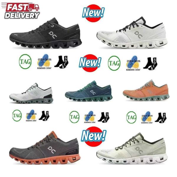 X Bulut Koşu Ayakkabıları Runnings On Shoes Federer Yastık Egzersiz Çapraz Eğitim Ayakkabı Sıradan Ayakkabı Siyah Beyaz Aloe Hafif Şok Emme