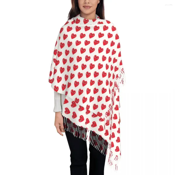 Sciarpe Sciarpa da esterno Inverno Cartoon Heart Print Scialli e stole Fashion Logo Design Bufanda Uomo Donna Large