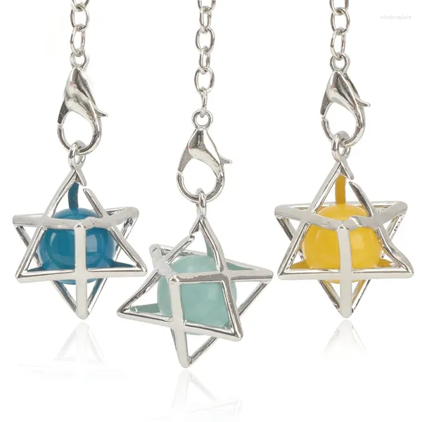 Collane con ciondolo Reiki Pietra naturale Pendolo Merkaba per Wicca Rabdomanzia Stella a sei punte Pendolo Rotondo Cristallo Quarzo Perline Pendenti Donna