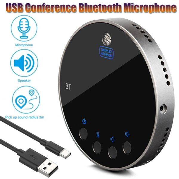 Hoparlörler USB Konferans Hoparlör Mikrofon Bluetooth 360 ° Çok yönlü mikrofon hoparlör Volumemute Defter Cep Telefonu için Kontrol