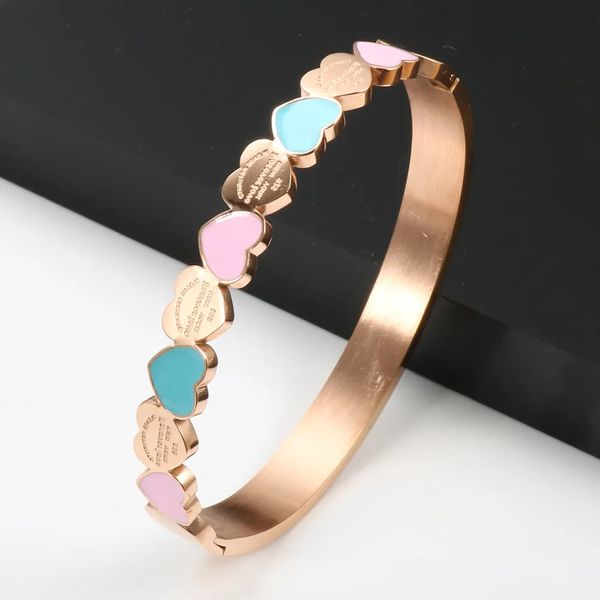 Pulseiras Mens Designer Ouro Azul Rosa Esmalte Amor Eterno Charme Pulseira Namorada Promete Jóias De Casamento Pulseira De Presente