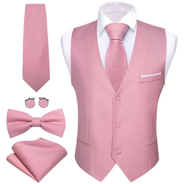 Giubbotti eleganti per uomini cravatta con giletcoat in raso solido rosa