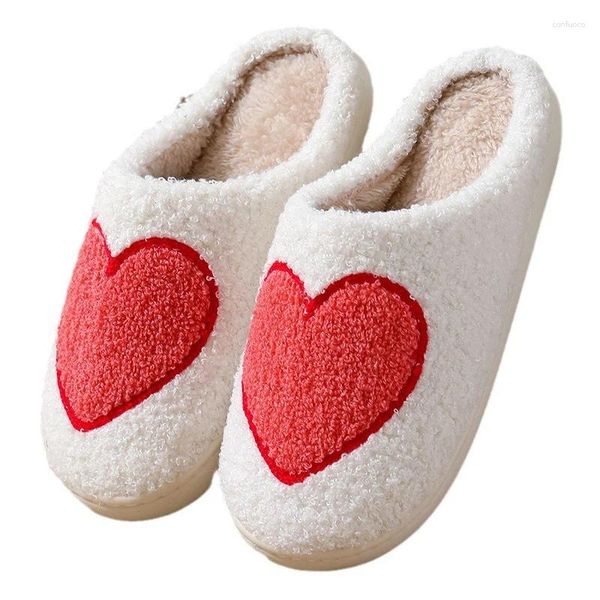 Pantofole da donna cuore rosso carino inverno caldo peluche regali di San Valentino per lei